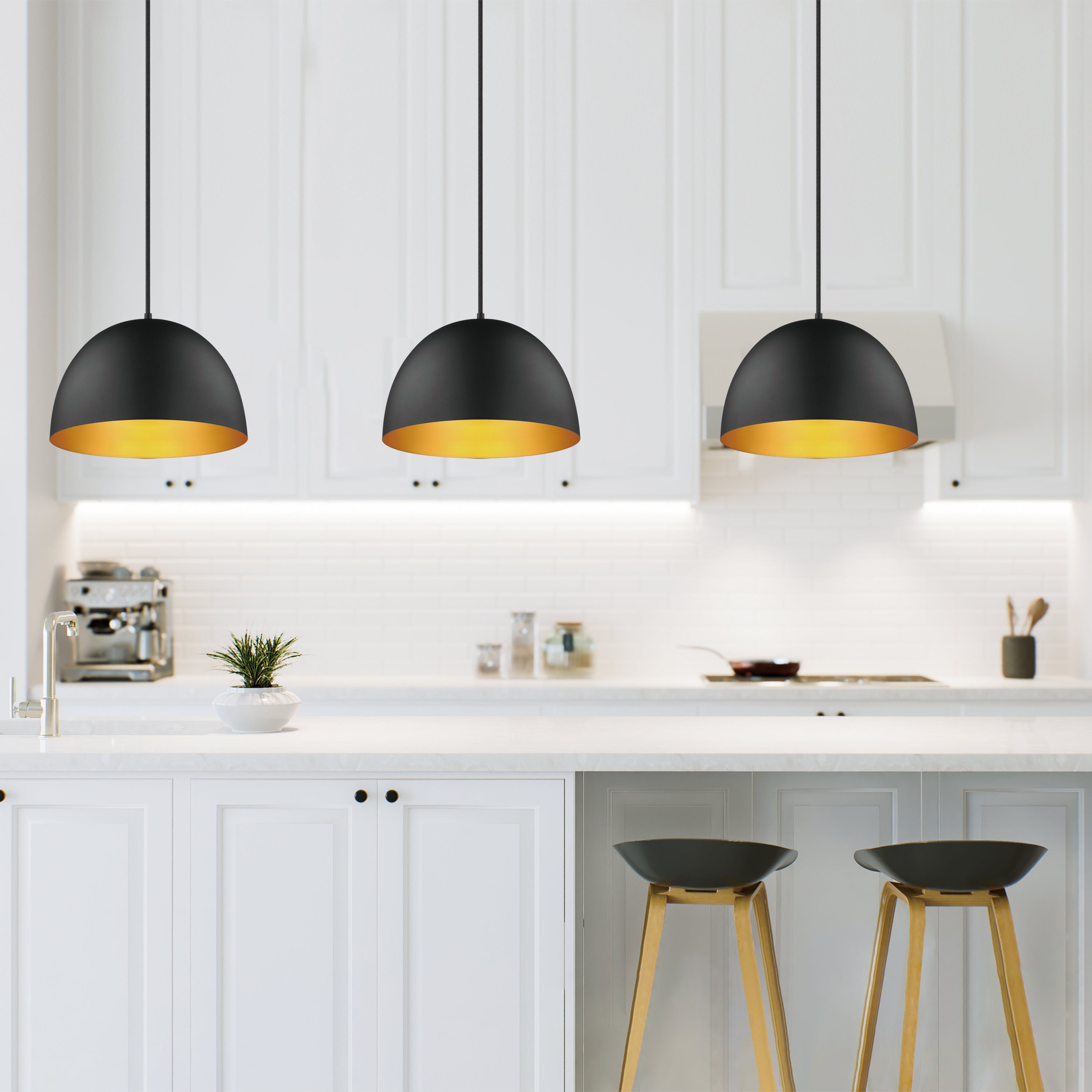 Tova Medium Pendant Black/Gold
