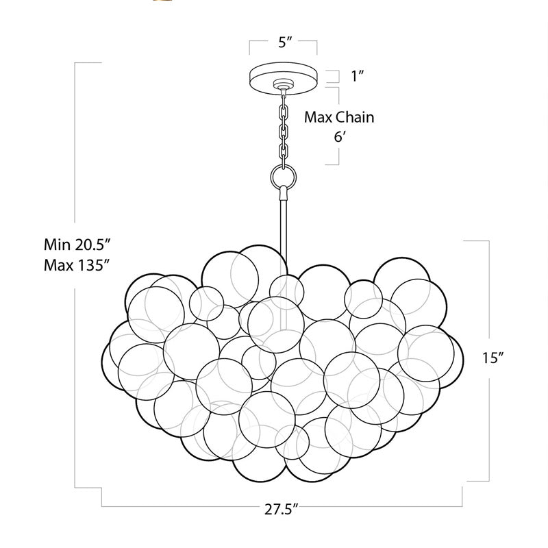 Bubbles Chandelier Brass