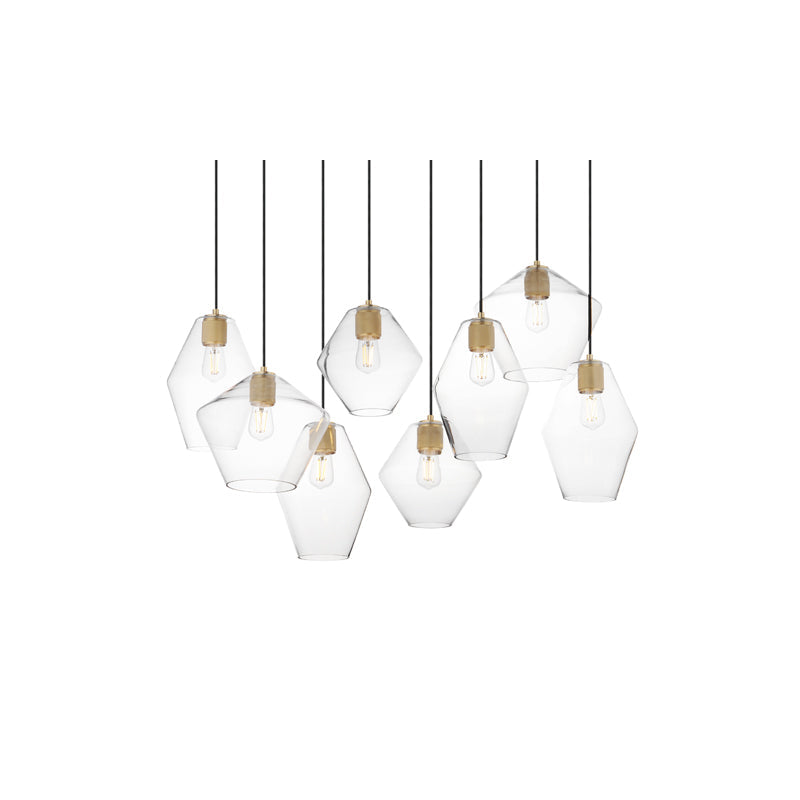 Geode 8 Light Pendant Brass