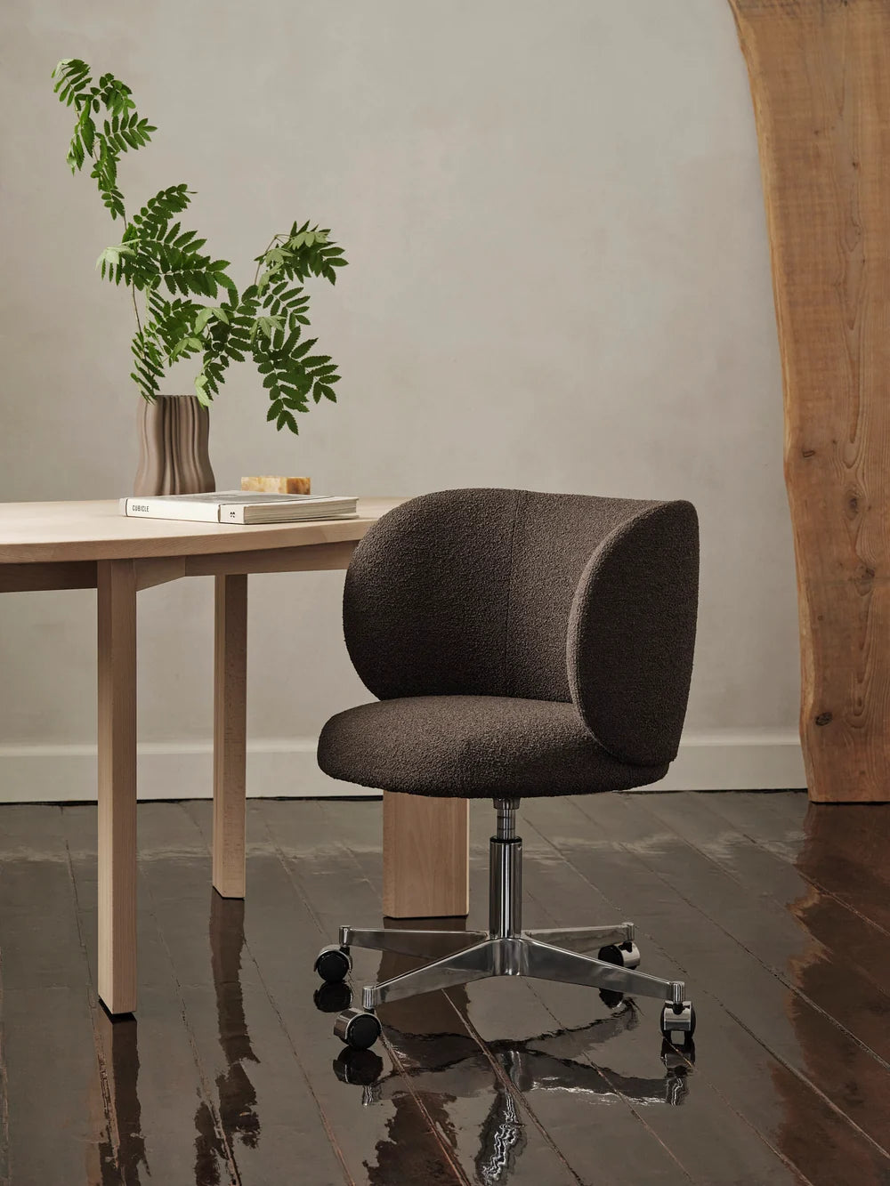 Rico Dining Chair Castors Dark Brown