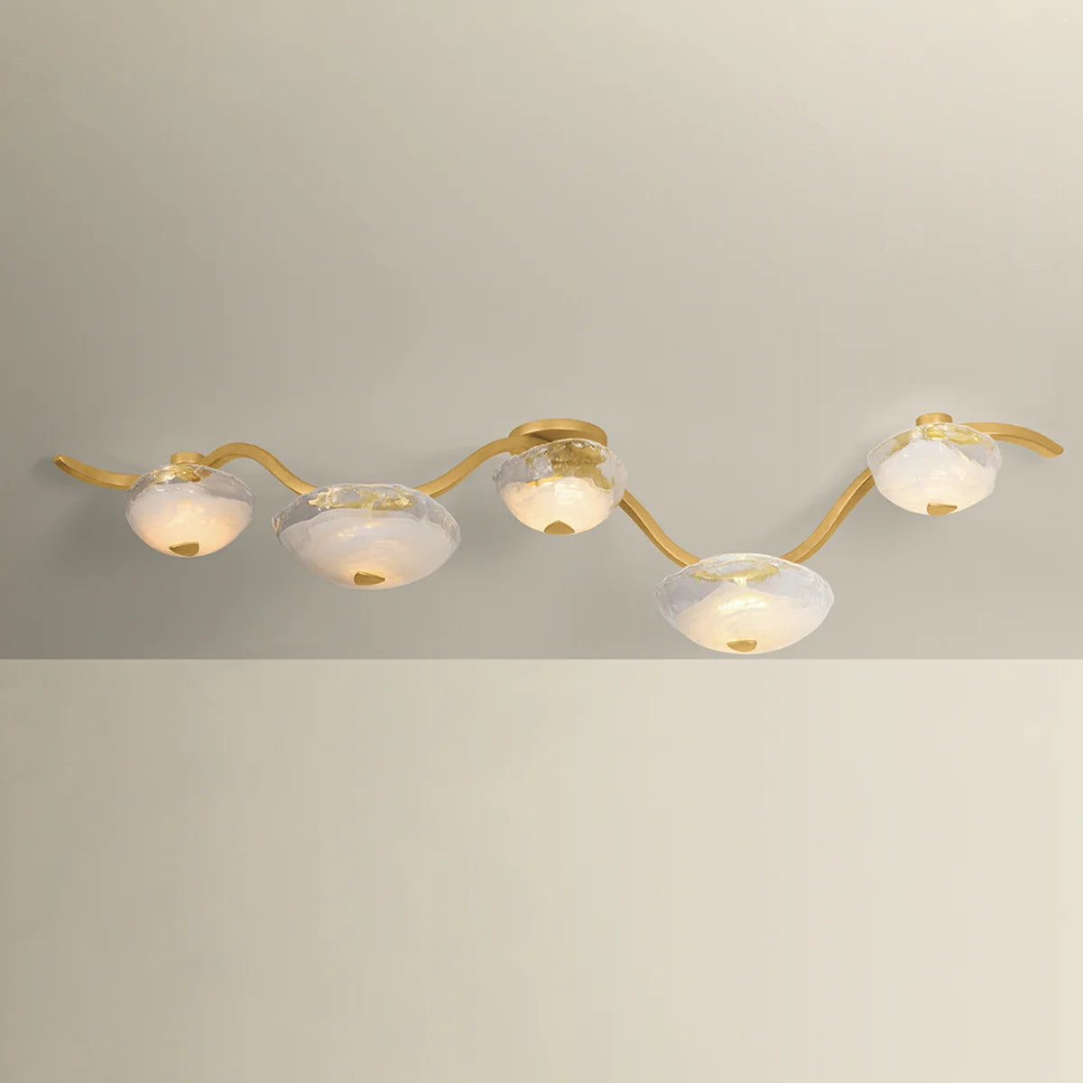 Kune 5 Light Flush Brass