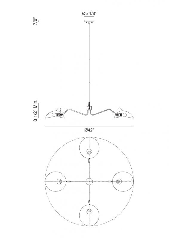 Droid 4 Light Black Chandelier