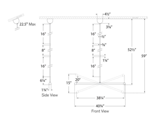 Rousseau Large Articulating Linear Chandelier