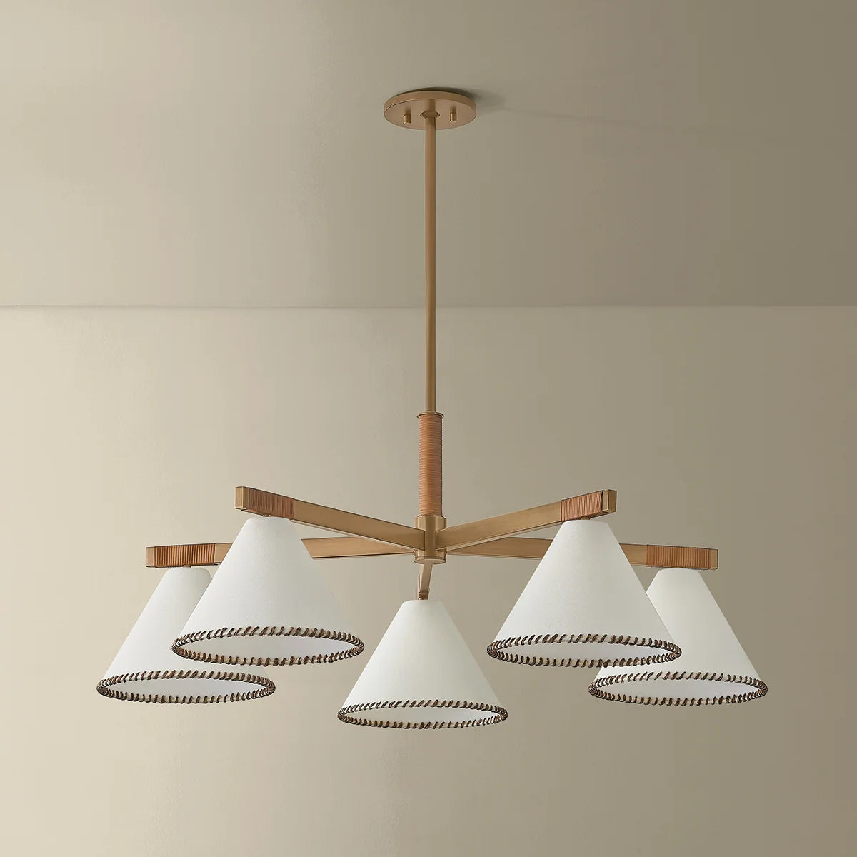 Stoney Pendant Brass 5 Light