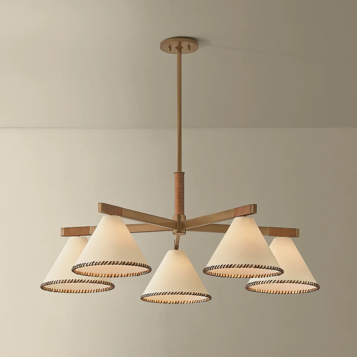 Stoney Pendant Brass 5 Light