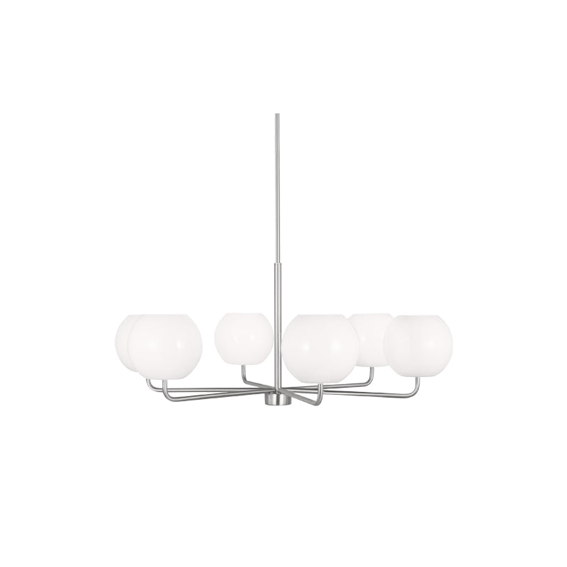 Rory Six Light Chandelier Nickel