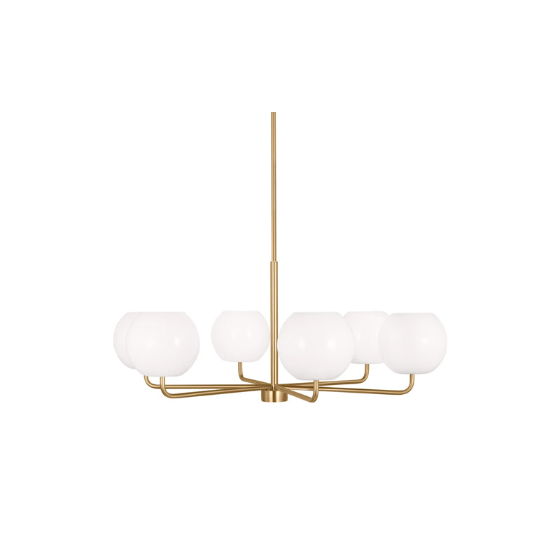 Rory Six Light Chandelier Brass