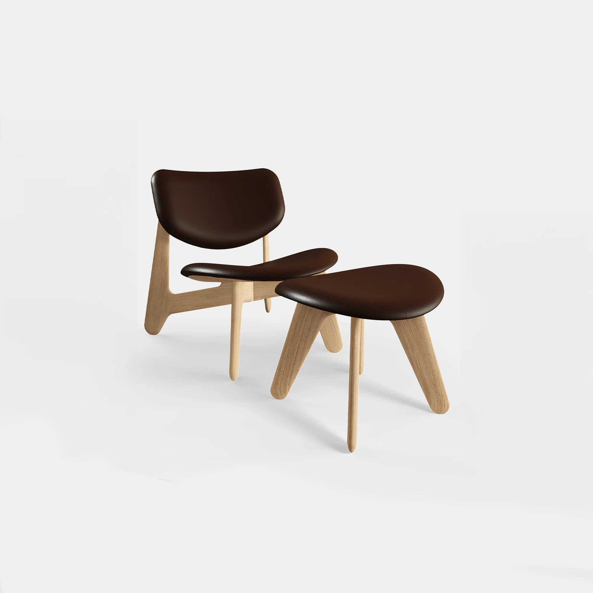 Slab Natural Wood Lounge Chair Brown