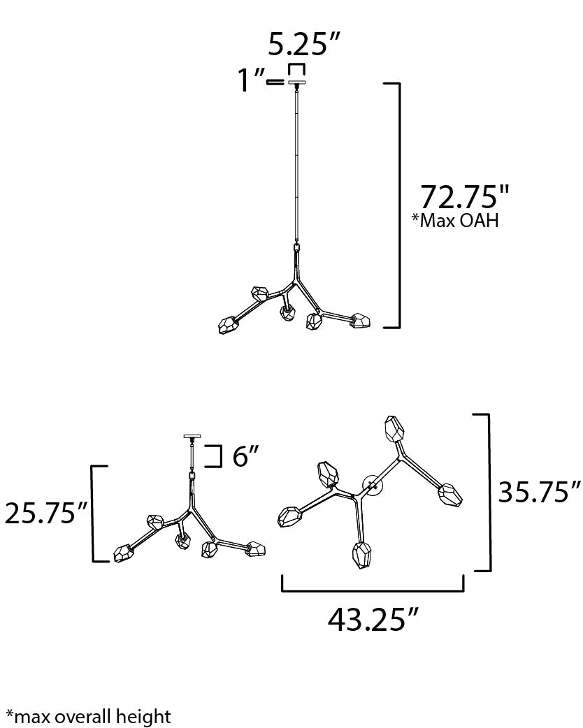 Blossom 5 Light Pendant Black