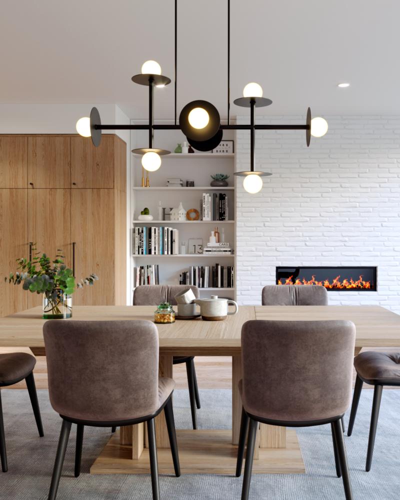 Nodes Large Linear Chandelier Black