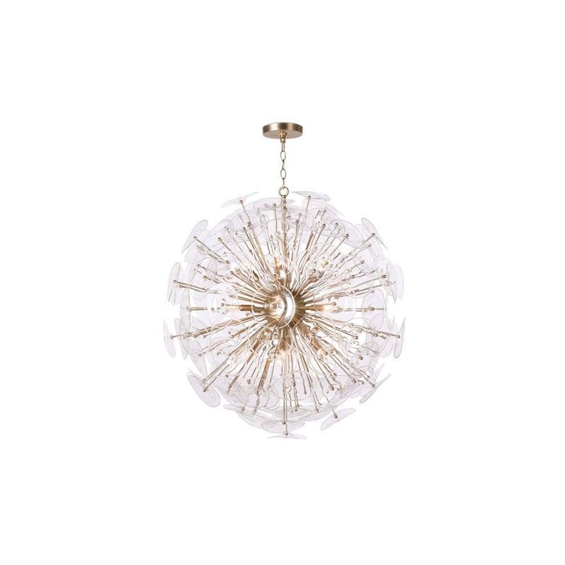 Poppy Glass Chandelier Large Brass