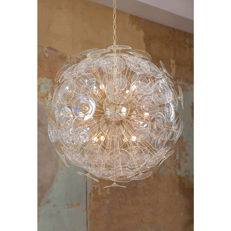 Poppy Glass Chandelier Large Brass