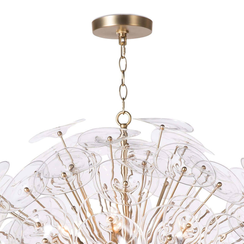 Poppy Glass Chandelier Large Brass