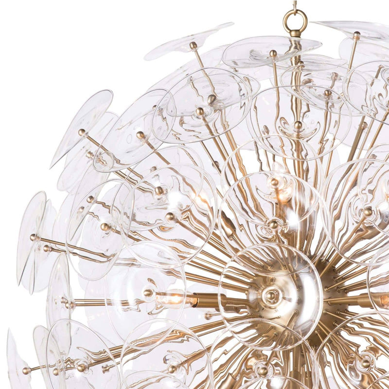 Poppy Glass Chandelier Large Brass