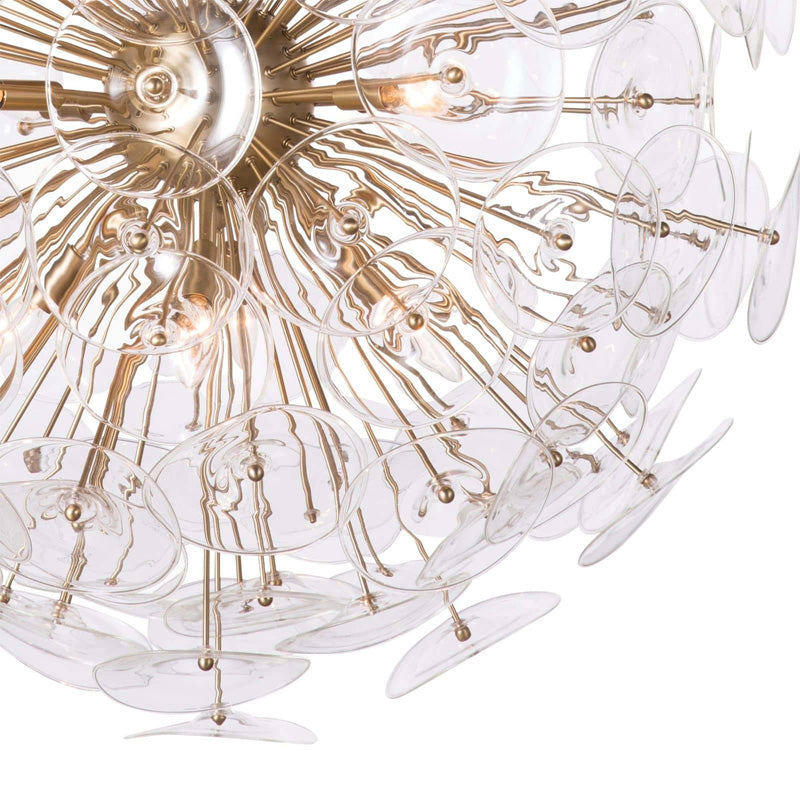 Poppy Glass Chandelier Large Brass