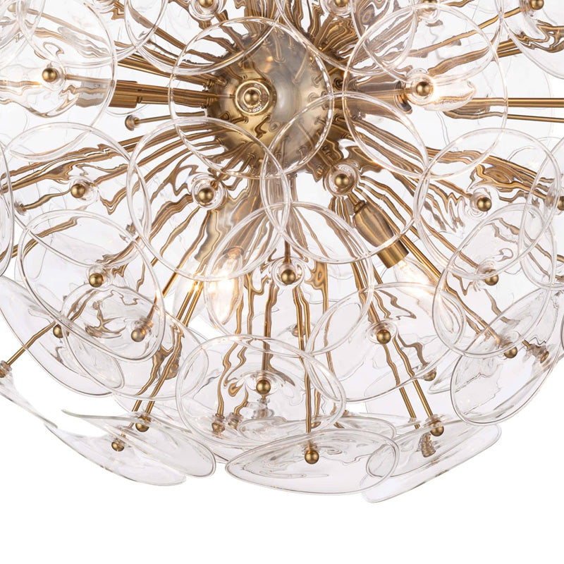 Poppy Glass Chandelier Small Brass