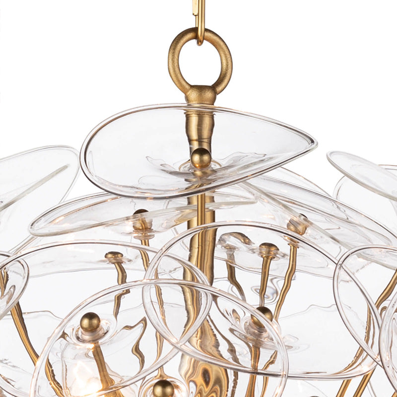 Poppy Glass Chandelier Small Brass