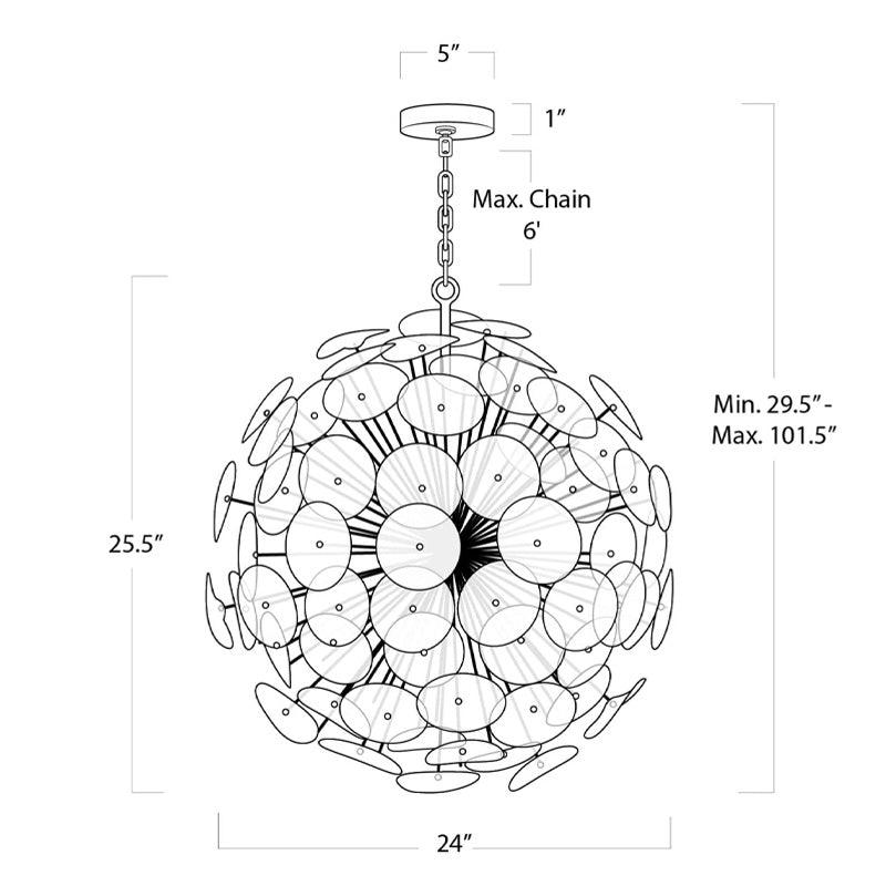 Poppy Glass Chandelier Small Brass