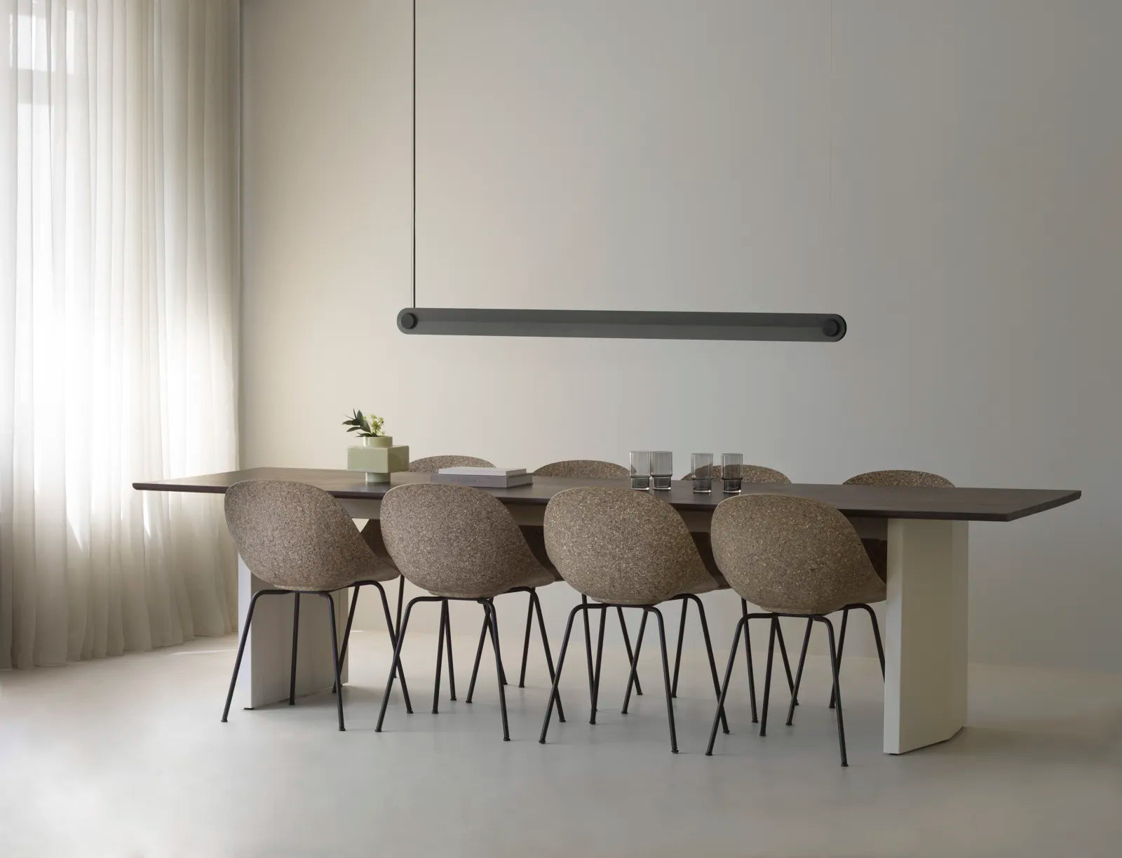 Panel Table Large Cream/Dark Brown