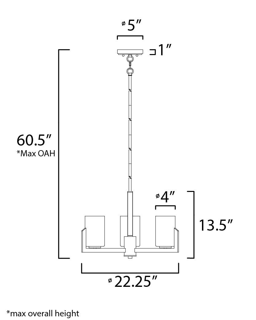 Dart 3 Light Chandelier Black