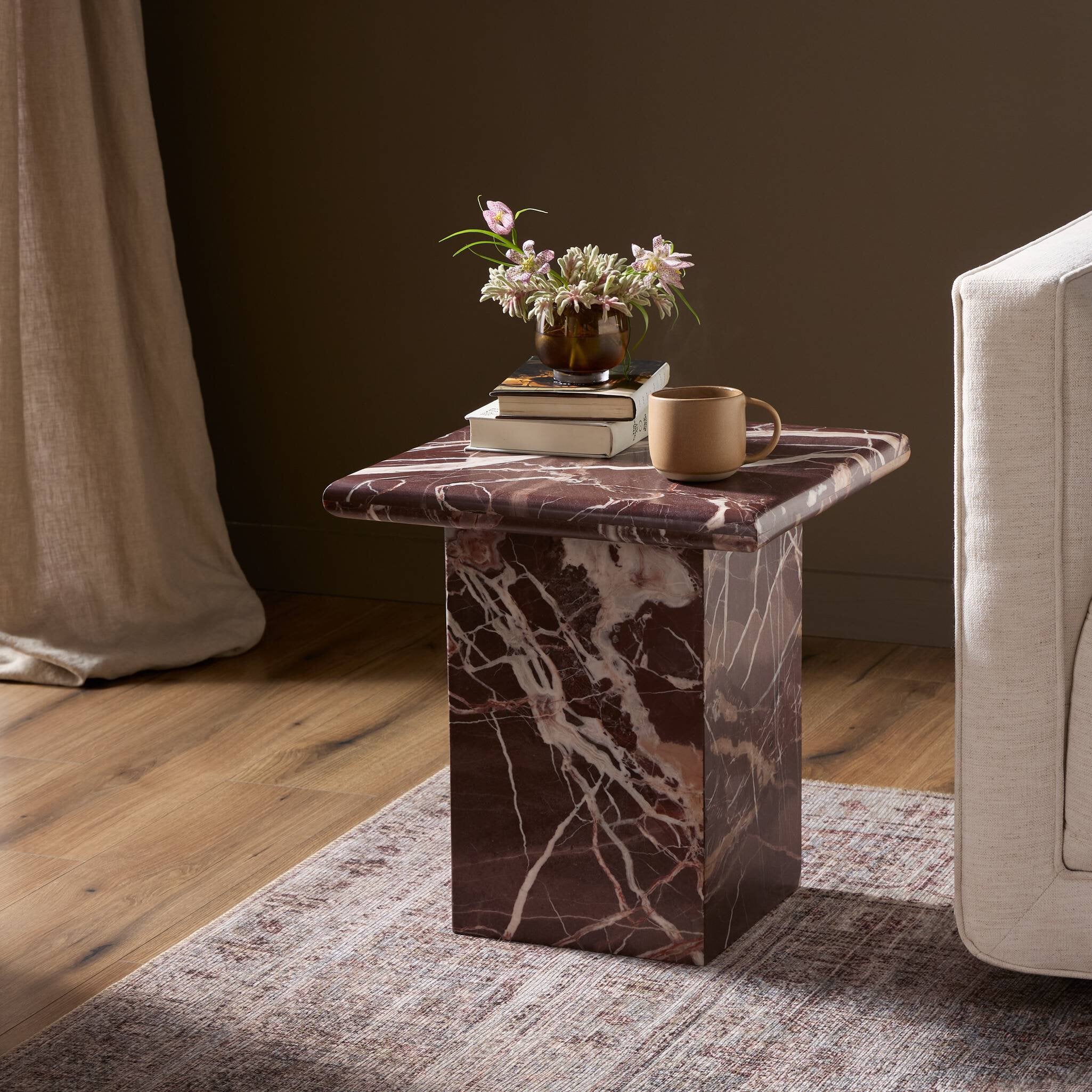 Arum End Table Merlot Marble