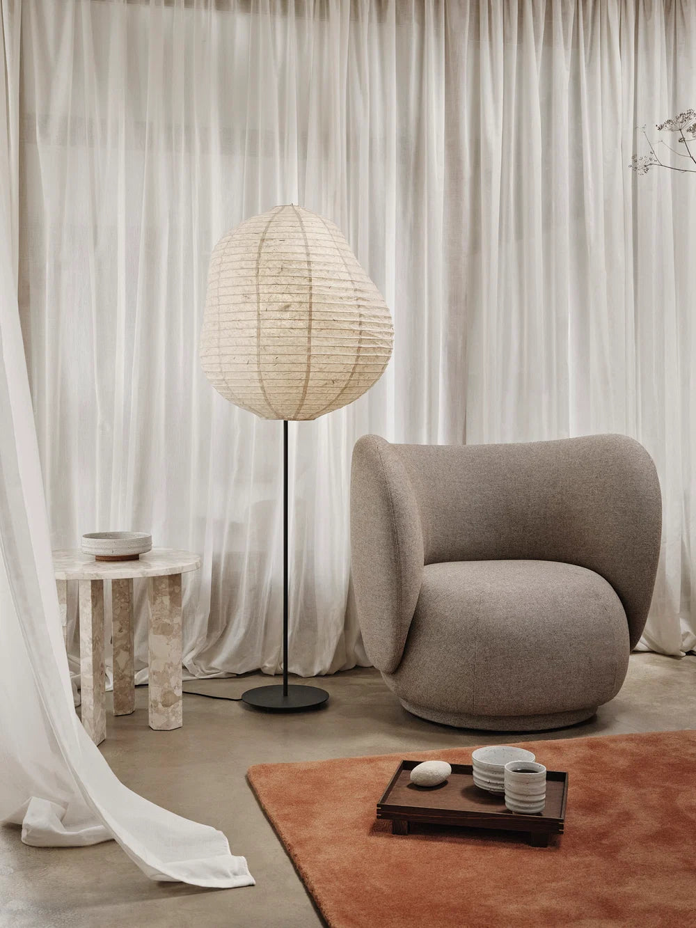 Rico Lounge Chair Swivel Main Line Flax Coffee
