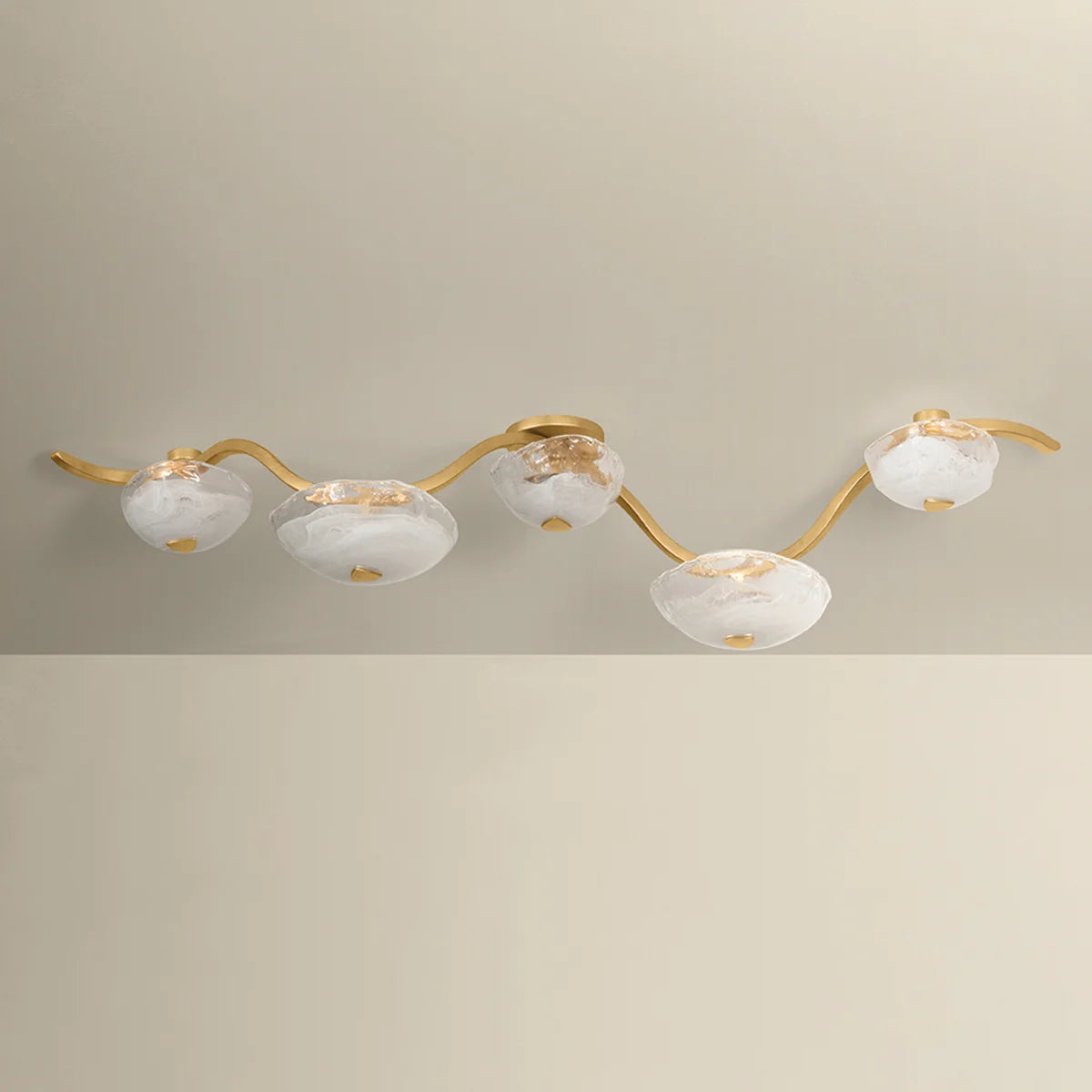 Kune 5 Light Flush Brass