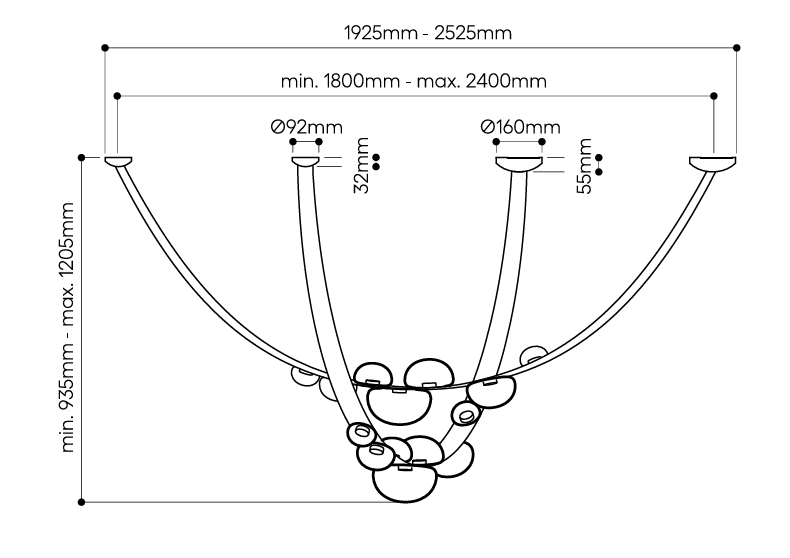 Dew Drops Pendant + Black Vegan Leather Strap