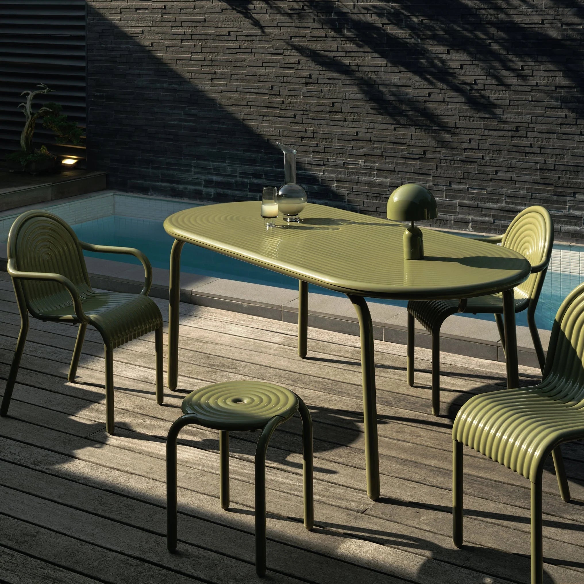 Groove Large Outdoor Table Moss