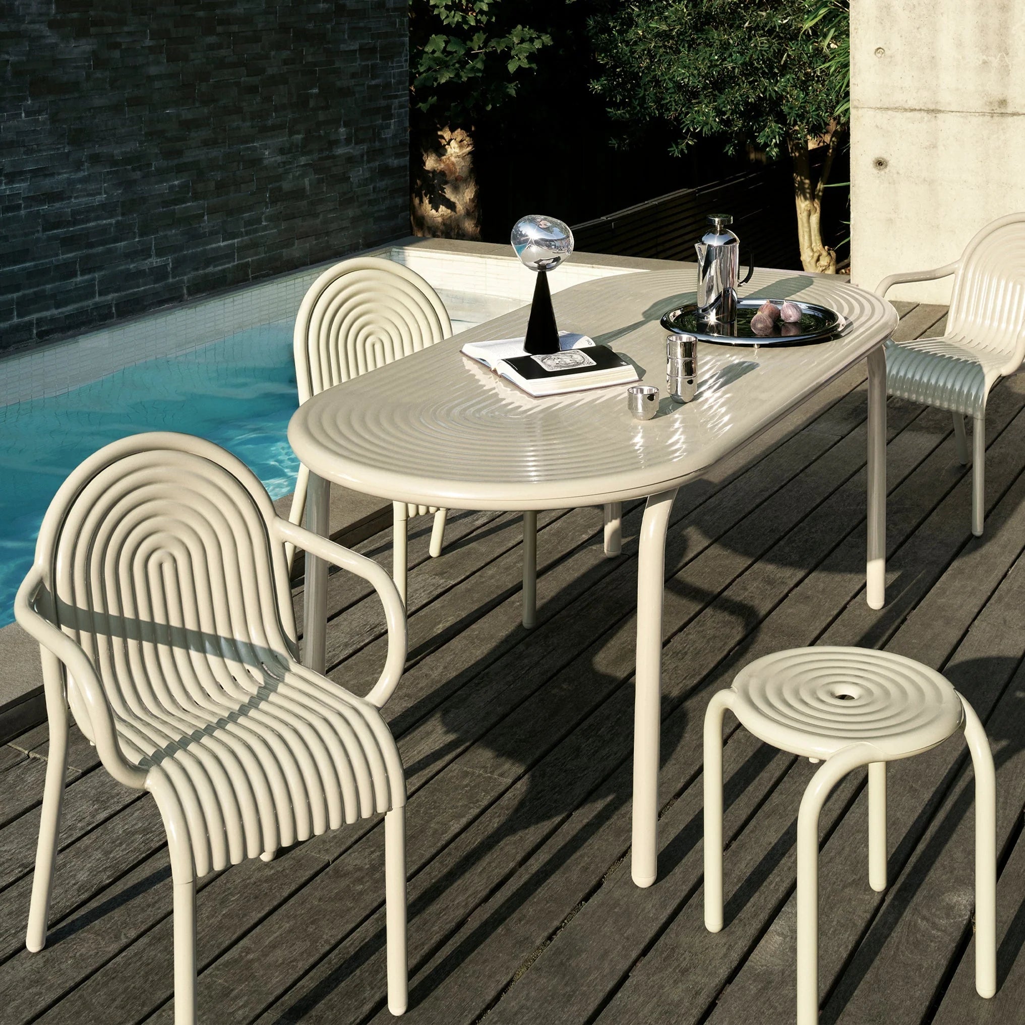 Groove Large Outdoor Table Putty
