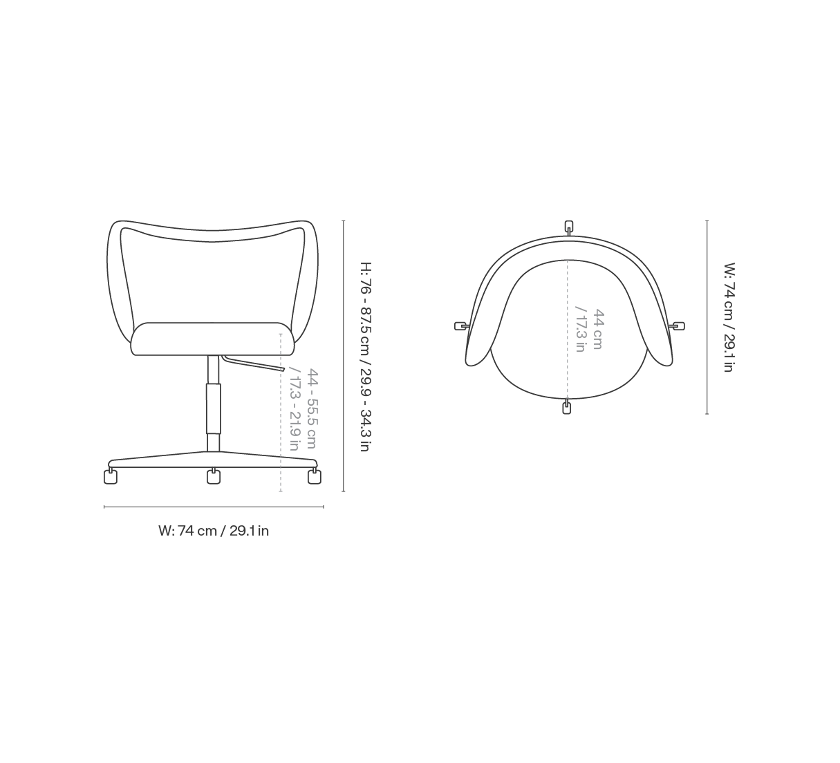 Rico Dining Chair Castors Dark Brown