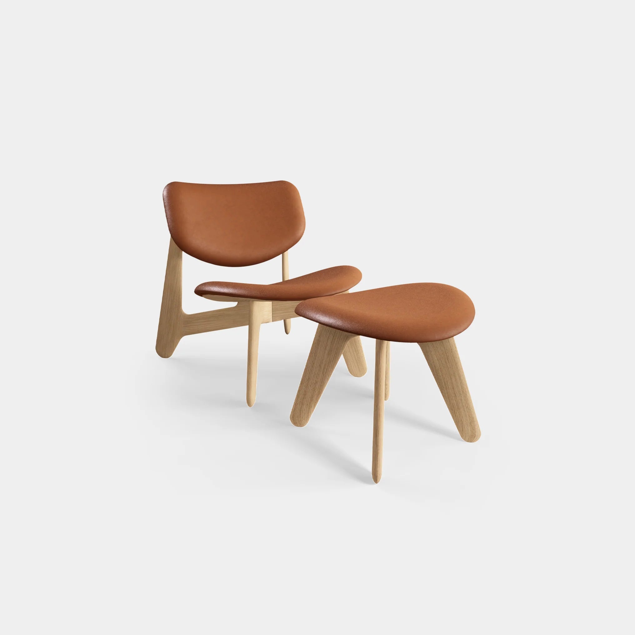 Slab Natural Wood Lounge Chair Cognac