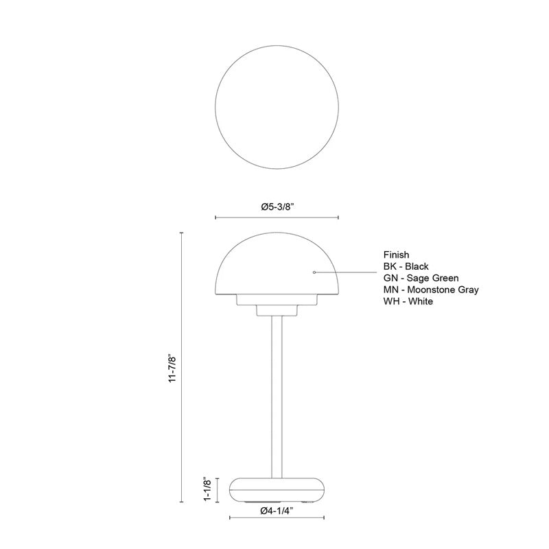 Hinata 12 Table Lamp Moonstone Gray