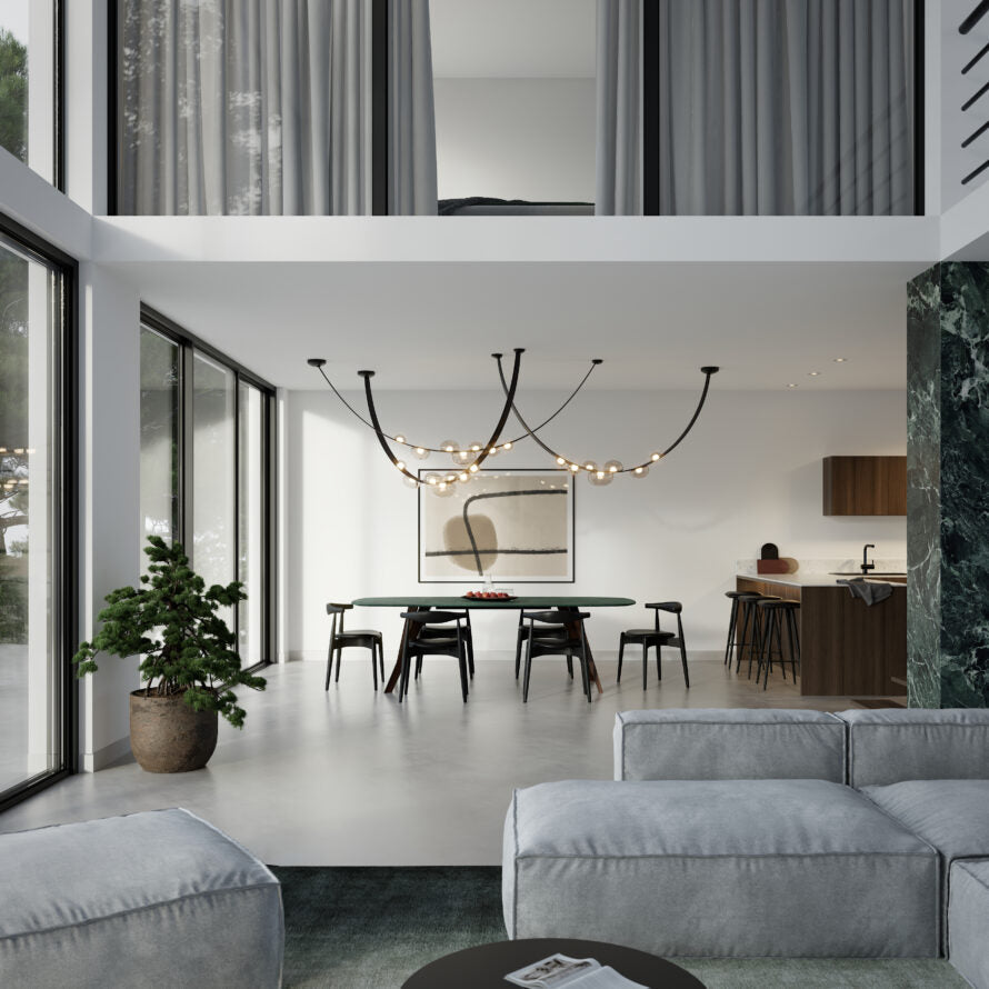 Dew Drops Pendant + Black Vegan Leather Strap