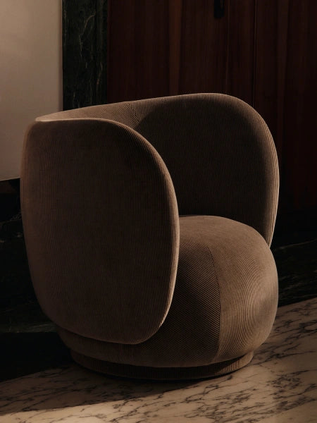 Rico Lounge Chair Swivel Devoré Velvet Flint Grey