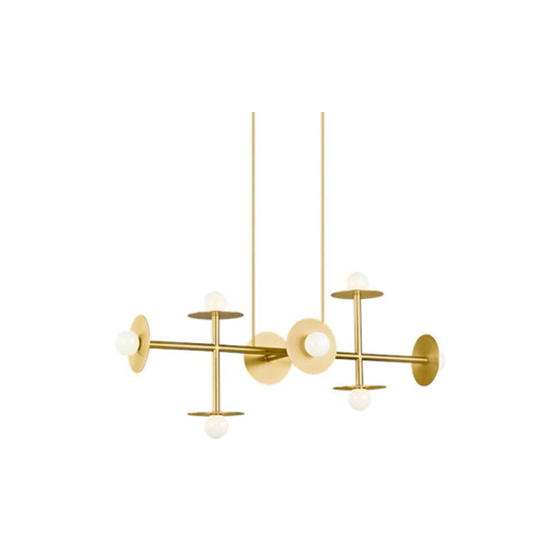 Nodes Large Linear Chandelier Brass